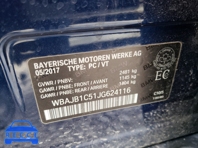 2018 BMW 530XE WBAJB1C51JG624116 image 9