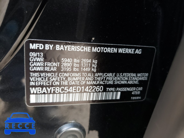 2014 BMW 750 LXI WBAYF8C54ED142260 image 9