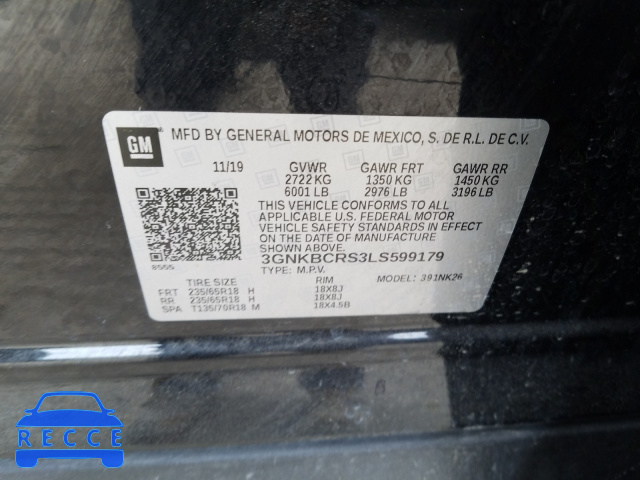 2020 CHEVROLET BLAZER 2LT 3GNKBCRS3LS599179 image 9