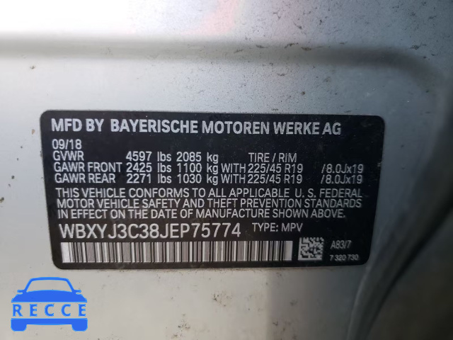 2018 BMW X2 SDRIVE2 WBXYJ3C38JEP75774 Bild 9