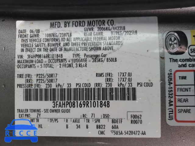 2009 FORD COUNT SQR 3FAHP08169R101848 image 9
