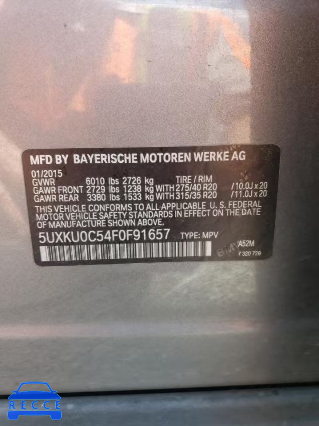 2015 BMW X6 SDRIVE3 5UXKU0C54F0F91657 image 11