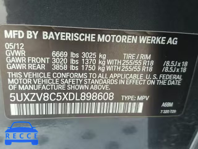 2013 BMW X5 XDRIVE5 5UXZV8C5XDL898608 image 9