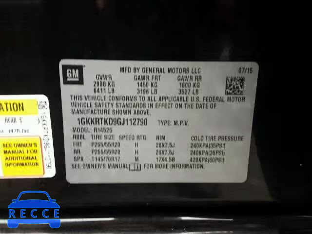 2016 GMC ACADIA DEN 1GKKRTKD9GJ112790 Bild 9