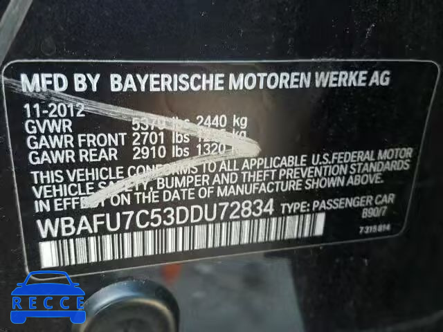 2013 BMW 535XI WBAFU7C53DDU72834 Bild 9