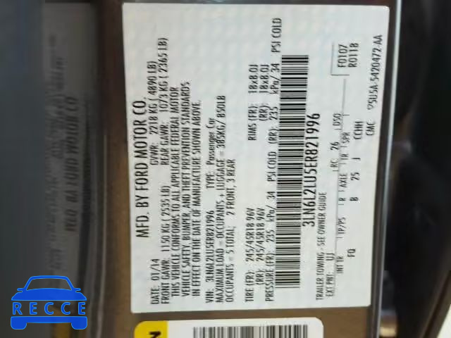 2014 LINCOLN MKZ HYBRID 3LN6L2LU5ER821996 image 9