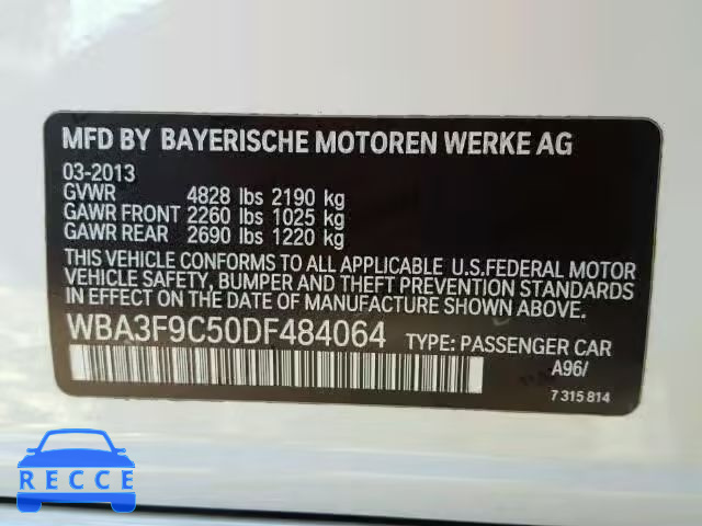 2013 BMW ACTIVEHYBR WBA3F9C50DF484064 зображення 9