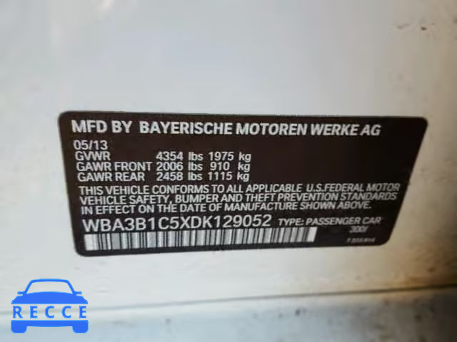 2013 BMW 320I WBA3B1C5XDK129052 image 9