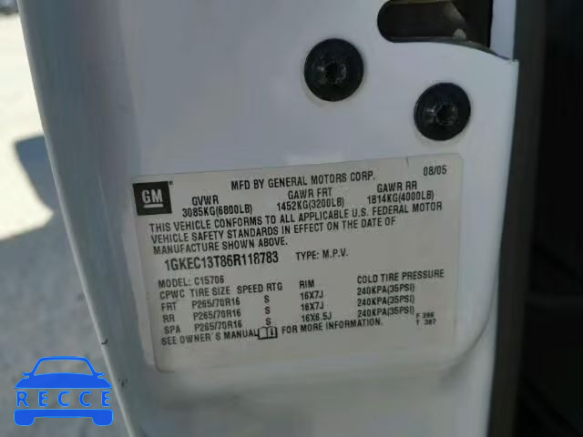 2006 GMC YUKON 1GKEC13T86R118783 image 9