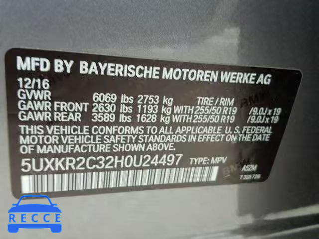 2017 BMW X5 SDRIVE3 5UXKR2C32H0U24497 image 9