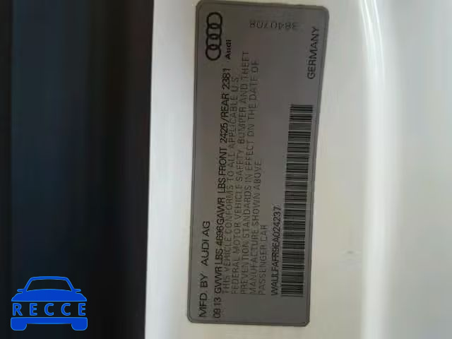 2014 AUDI A5 QUATTRO WAULFAFR9EA024237 image 9