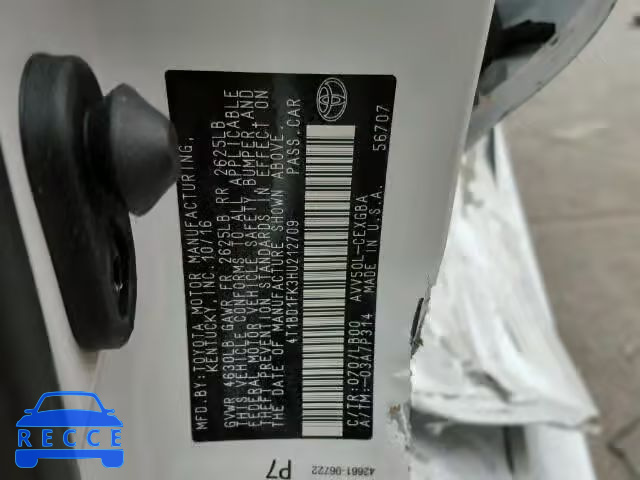 2017 TOYOTA CAMRY HYBR 4T1BD1FK3HU212709 image 9