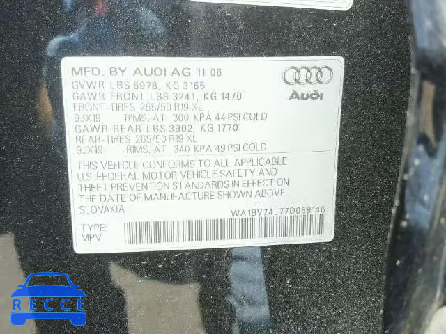 2007 AUDI Q7 4.2 QUA WA1BV74L77D059146 image 9