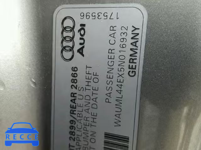 2005 AUDI A8 L QUATT WAUML44EX5N016932 зображення 9