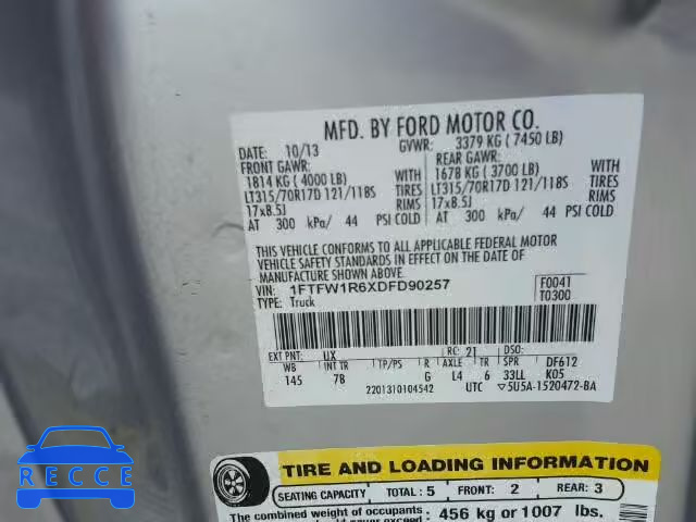 2013 FORD F150 SVT R 1FTFW1R6XDFD90257 image 9