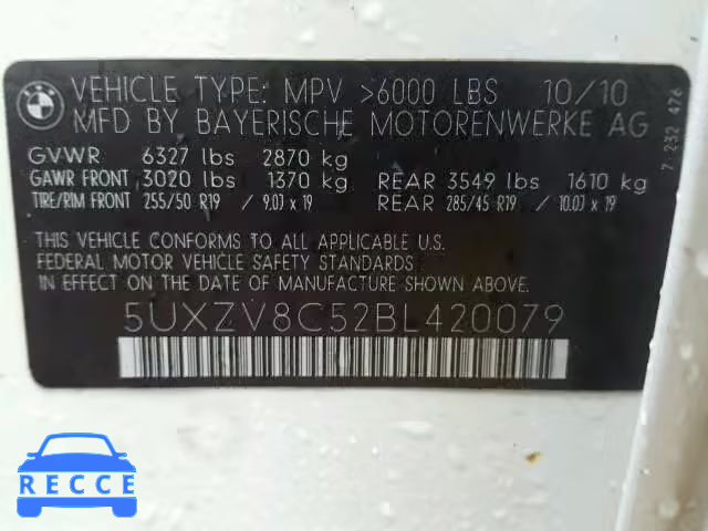 2011 BMW X5 XDRIVE5 5UXZV8C52BL420079 image 9