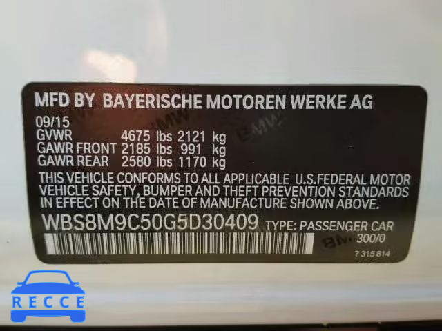 2016 BMW M3 WBS8M9C50G5D30409 зображення 9
