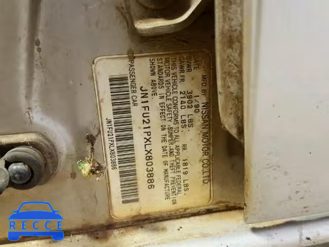 1990 NISSAN STANZA JN1FU21PXLX803886 image 9