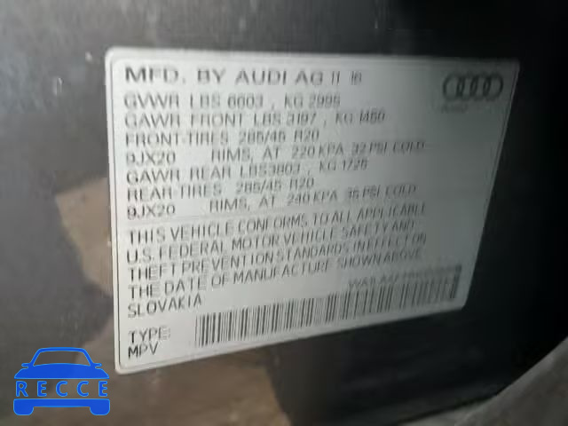 2017 AUDI Q7 PREMIUM WA1LAAF71HD036959 зображення 9