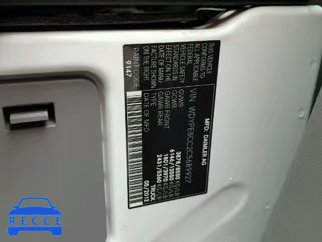2012 FREIGHTLINER SPRINTER WDYPE8CC2C5689927 image 9