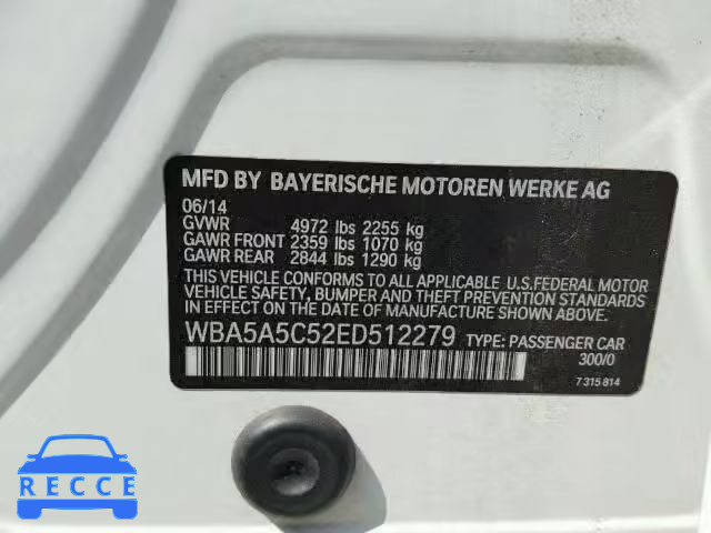 2014 BMW 528I WBA5A5C52ED512279 image 9