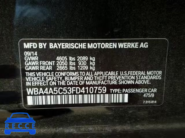 2015 BMW 428I GRAN WBA4A5C53FD410759 Bild 9