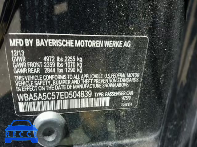 2014 BMW 528I WBA5A5C57ED504839 Bild 9