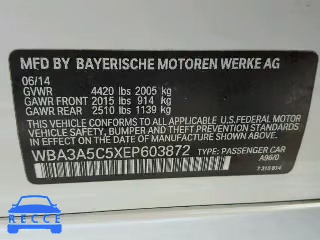 2014 BMW 328I WBA3A5C5XEP603872 зображення 9