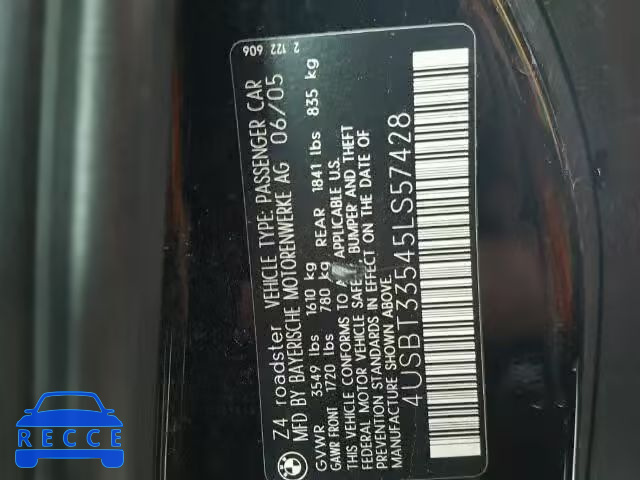 2005 BMW Z4 2.5I 4USBT33545LS57428 image 9