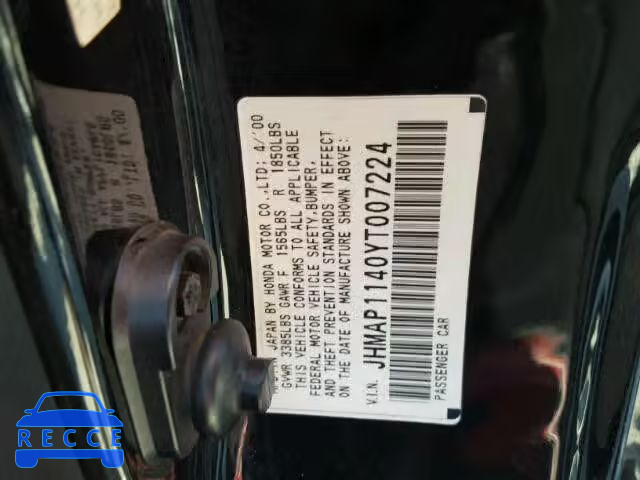 2000 HONDA S2000 JHMAP1140YT007224 image 9