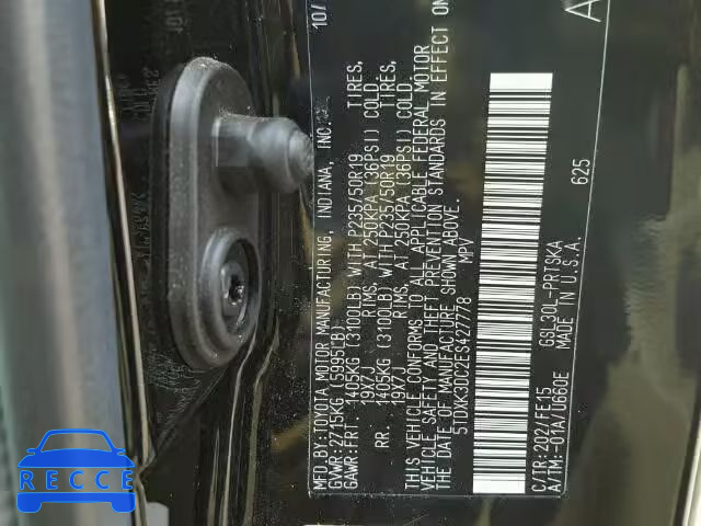 2014 TOYOTA SIENNA SPORT 5TDXK3DC2ES427778 image 9