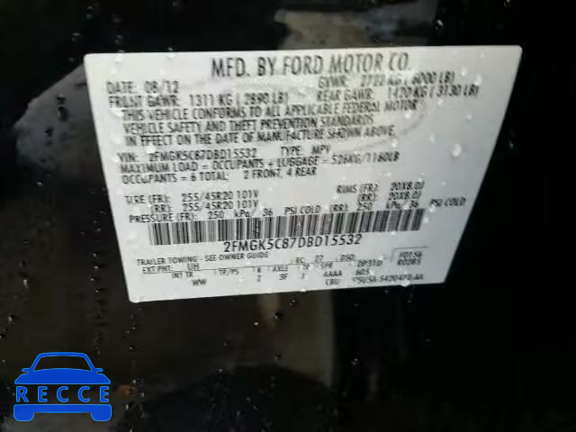 2013 FORD FLEX SEL 2FMGK5C87DBD15532 image 9