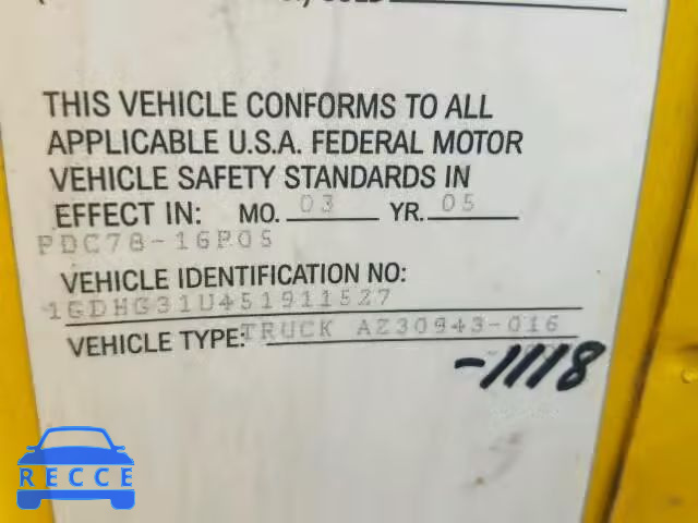2005 GMC SAVANA G35 1GDHG31U451911527 зображення 9