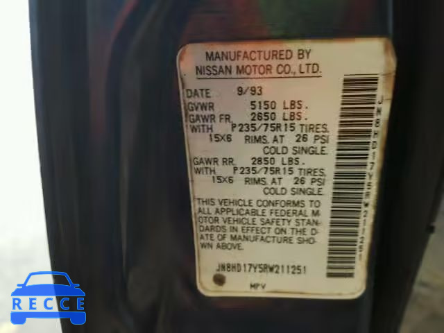 1994 NISSAN PATHFINDER JN8HD17Y5RW211251 image 9