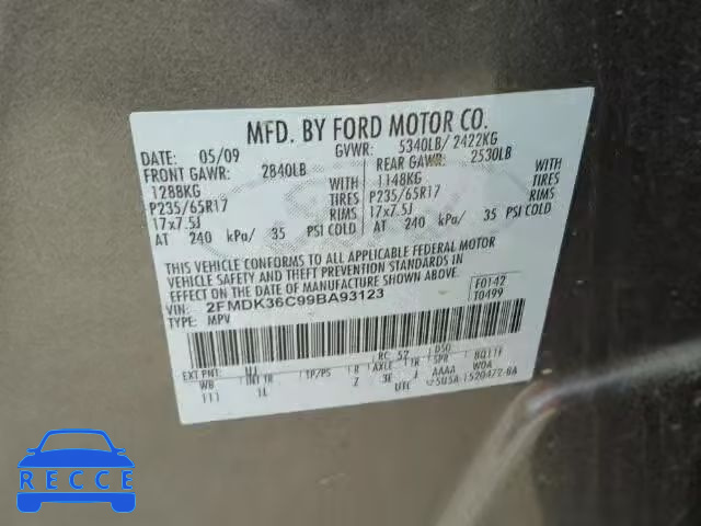 2009 FORD EDGE SE 2FMDK36C99BA93123 image 9