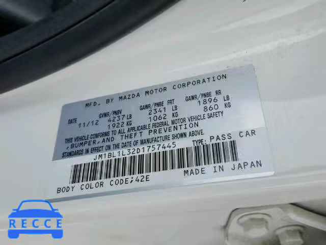 2013 MAZDA MAZDASPEED JM1BL1L32D1757445 image 9