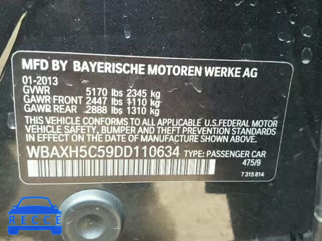 2013 BMW 528XI WBAXH5C59DD110634 Bild 9