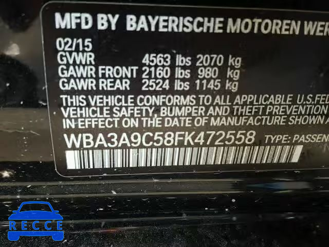 2015 BMW 335I WBA3A9C58FK472558 image 9