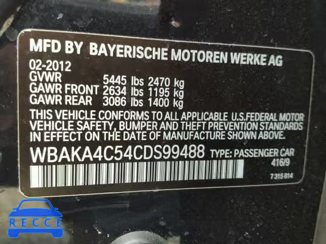 2012 BMW 740I WBAKA4C54CDS99488 зображення 9