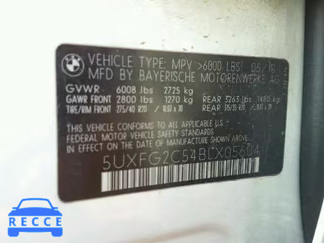 2011 BMW X6 XDRIVE3 5UXFG2C54BLX05604 зображення 9