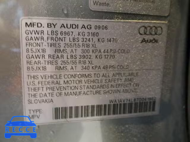 2007 AUDI Q7 4.2 QUA WA1AV74L87D041962 image 9