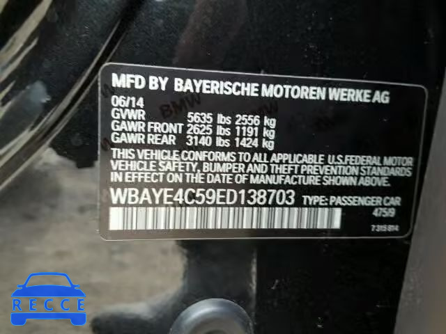 2014 BMW 740LI WBAYE4C59ED138703 зображення 9