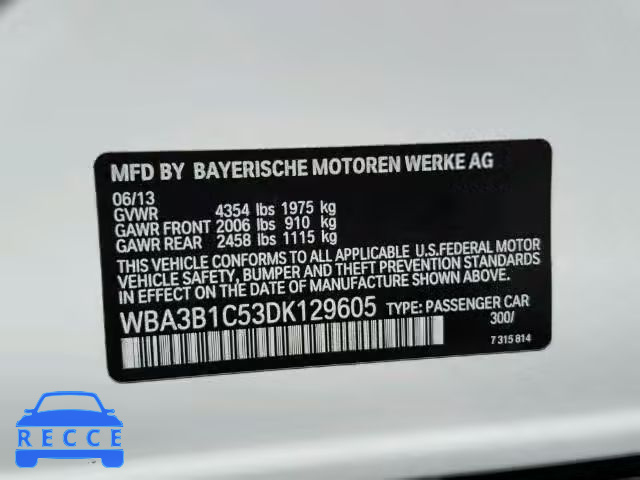 2013 BMW 320I WBA3B1C53DK129605 image 9