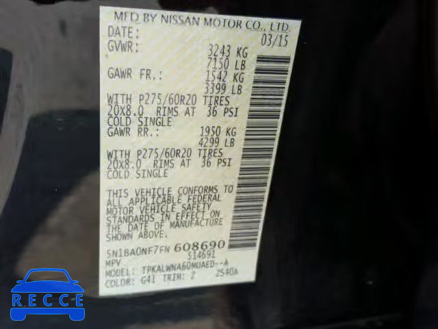 2015 NISSAN ARMADA PLA 5N1BA0NF7FN608690 image 9