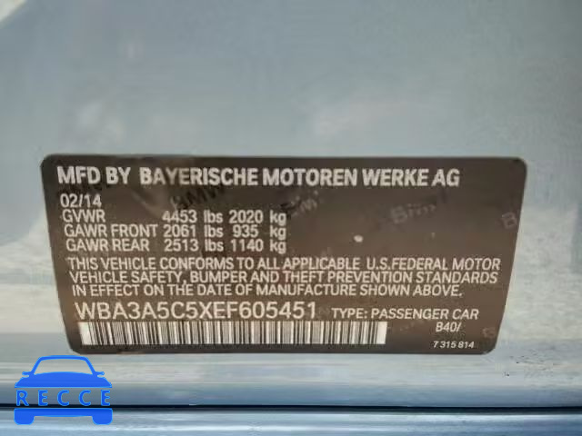 2014 BMW 328I WBA3A5C5XEF605451 зображення 9