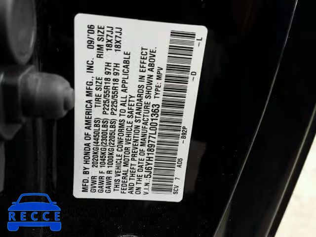 2007 HONDA ELEMENT SC 5J6YH18977L001363 image 9