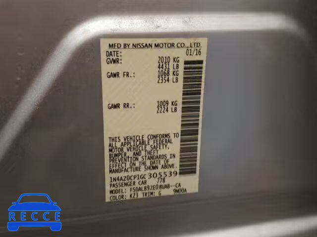 2016 NISSAN LEAF 1N4AZ0CP1GC305539 image 9