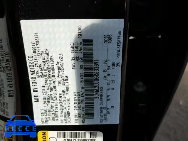 2016 LINCOLN MKZ HYBRID 3LN6L2LU0GR633891 image 9