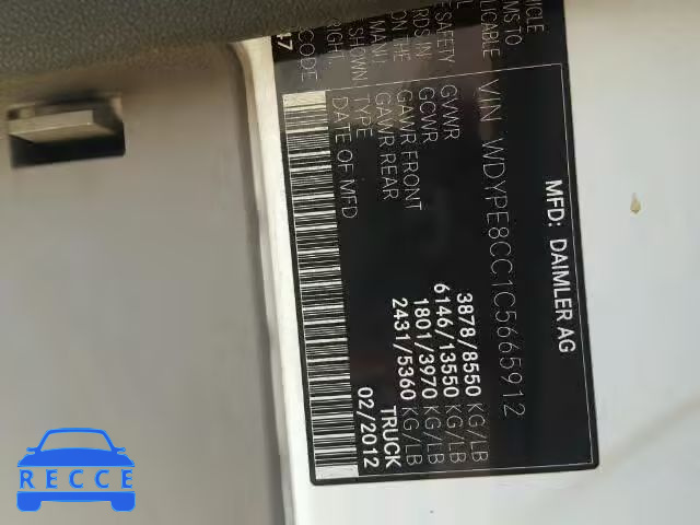 2012 FREIGHTLINER SPRINTER WDYPE8CC1C5665912 image 9