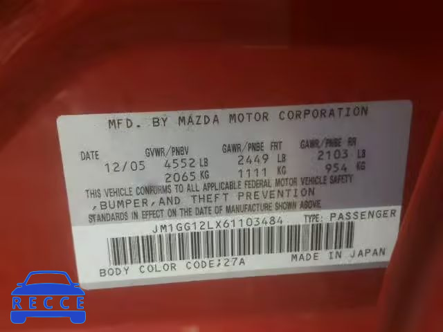 2006 MAZDA MAZDASPEED JM1GG12LX61103484 image 9